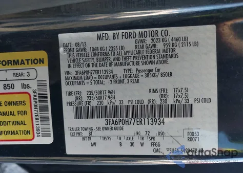 2014 Ford Fusion Se from USA, damaged, VIN 3FA6P0H77ER113934